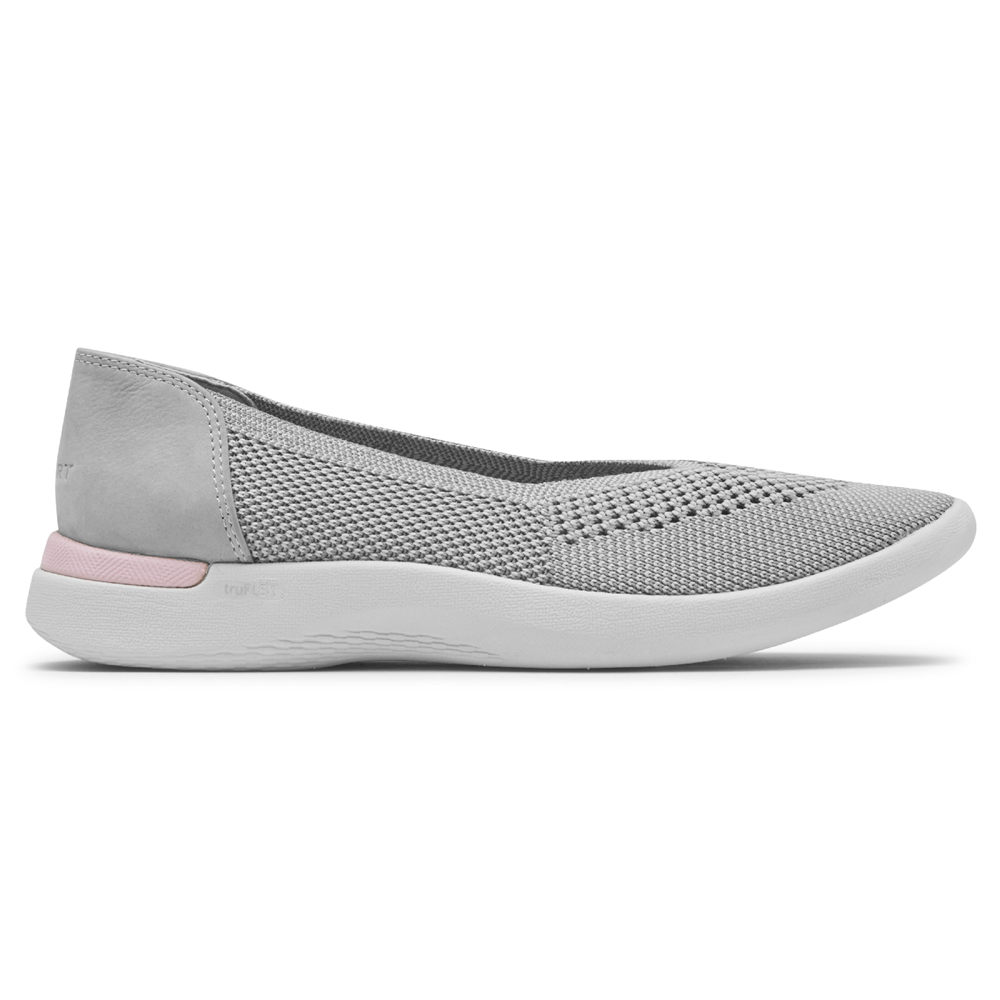 Rockport Womens Flats Grey - truFLEX Fly Knit Ballet - UK 402-IWXVAL